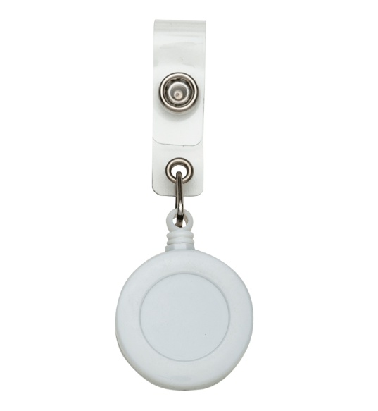 Acessórios para o seu crachá — Roller Clip Branco com Alça de Fixação — Carretel Retrátil para Crachá
