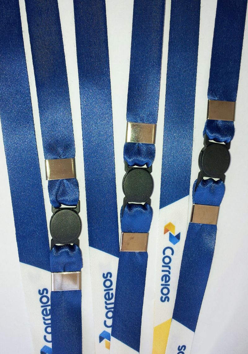 Cordões personalizados com a sua logo — Cordão para Crachá 20mm com Trava de Segurança, Argola e Jacaré — Sublimação 4x4