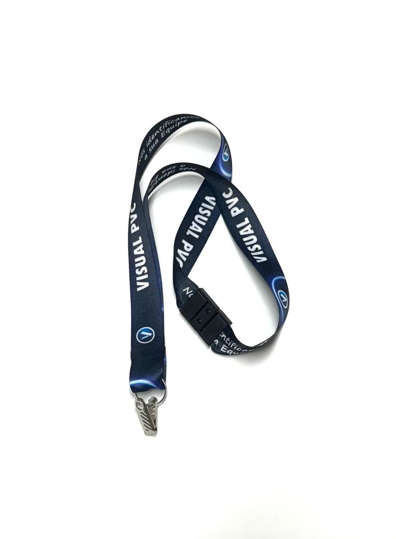 Cordões personalizados com a sua logo — Cordão para Crachá 20mm com Tic-Tac, Argola e Jacaré — Sublimação 4x4