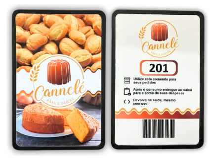 Cardápios e Comandas para a sua empresa — Comanda Eletrônica em PVC 10x15cm com Base Plástica Personalizada