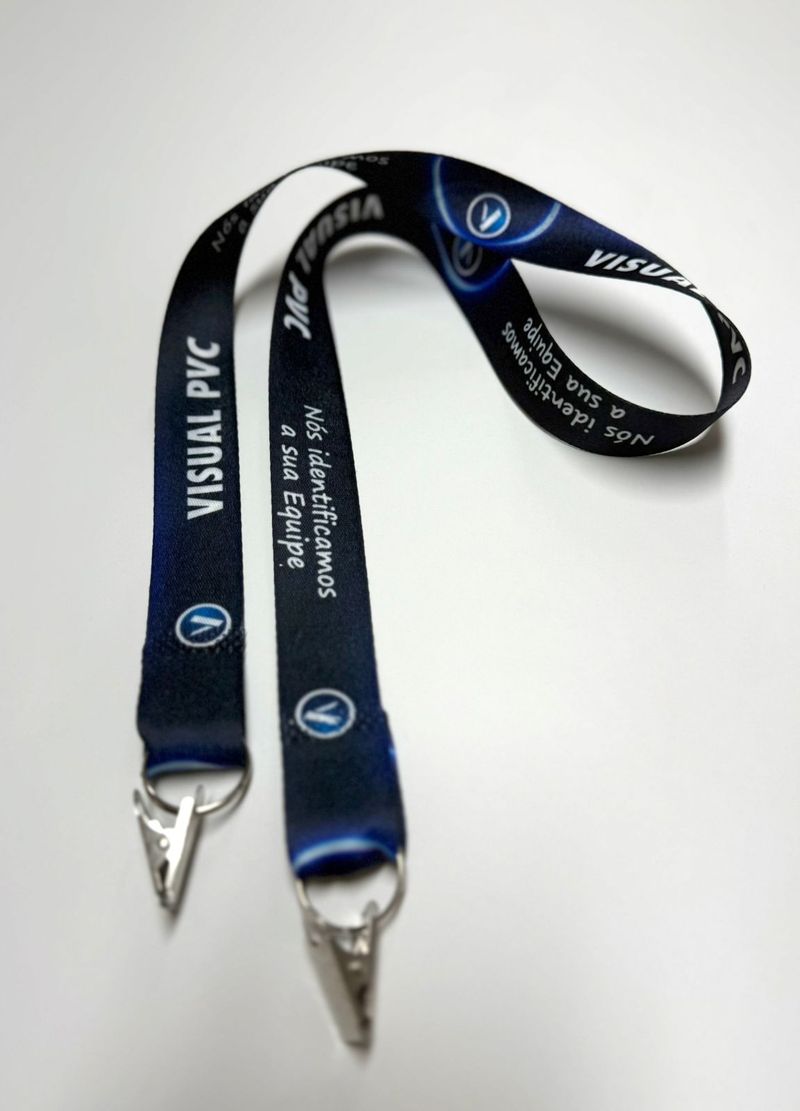 Cordões personalizados com a sua logo — Cordão para Crachá 20mm com Argola e Jacaré nas Duas Pontas — Sublimação 4x4