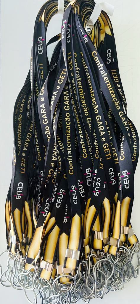 Cordões personalizados com a sua logo — Cordão para Crachá Personalizado 20mm — Gancho Pêra | Sublimação 4x4
