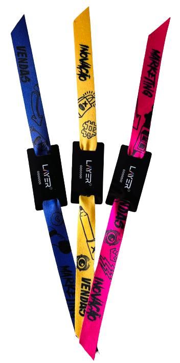 Pulseiras para o seu evento — Pulseira de Evento 15mm em Tecido com Tag Personalizada — 1 Lado