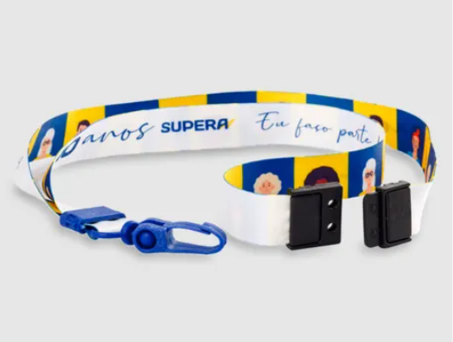 Cordões personalizados com a sua logo — Cordão para Crachá 20mm com Trava de Segurança e Mosquete de Plástico — Sem Metal