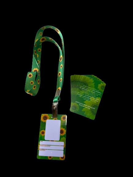 Cordões personalizados com a sua logo — Cordão Girassol 20mm com Trava de Segurança, Argola e Jacaré — Deficiência Oculta