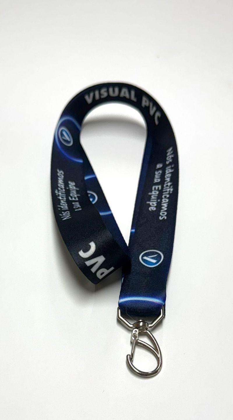 Cordões personalizados com a sua logo — Cordão para Crachá 15mm com 1 Mosquete — Sublimação 4x4 Frente e Verso